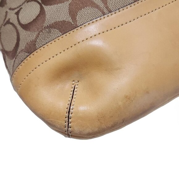 Auth COACH Signature Soft Slim Duffle 9362 Khaki Light Brown Jacquard Leather - Picture 10 of 10